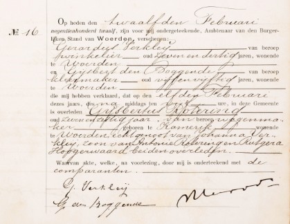 Overlijdensakte Gijsbertus Rotering
